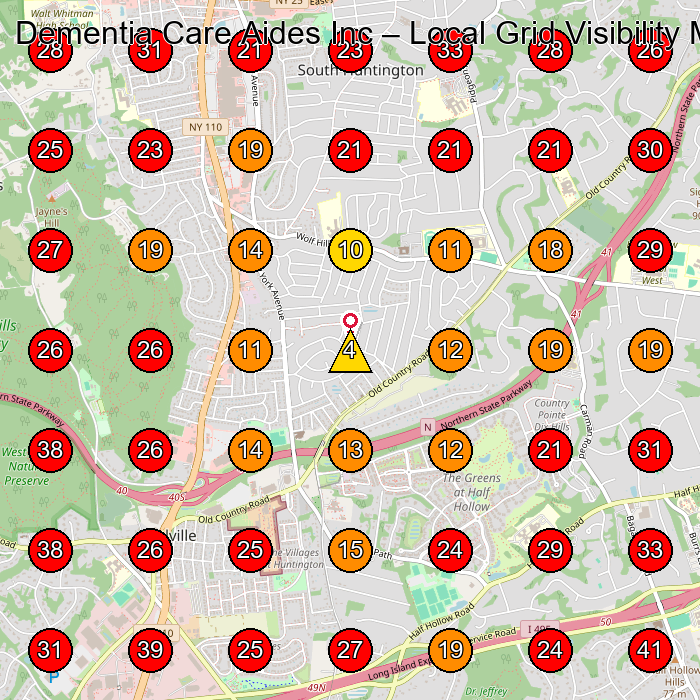 Dementia Care Aides Inc GeoGrid visibility map for Process Server in Melville
